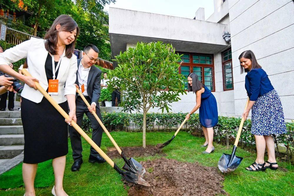 2023年8月8日，重慶史迪威博物館,，史迪威將軍后代和朱德同志后代共植友誼樹,。