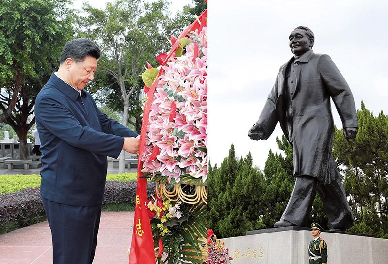 2020年10月14日,，習近平總書記向深圳蓮花山公園鄧小平同志銅像敬獻花籃。